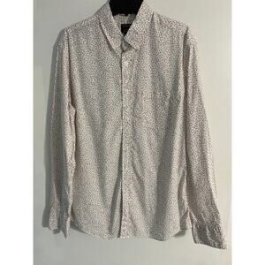 J. Crew Factory White and Red Casual Button Down Shirt